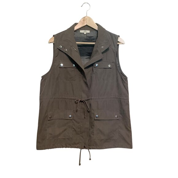 Entro Women's Vest Utility Aztec Brown Drawstring Cargo Pockets Cabincore Boho - Picture 5 of 16